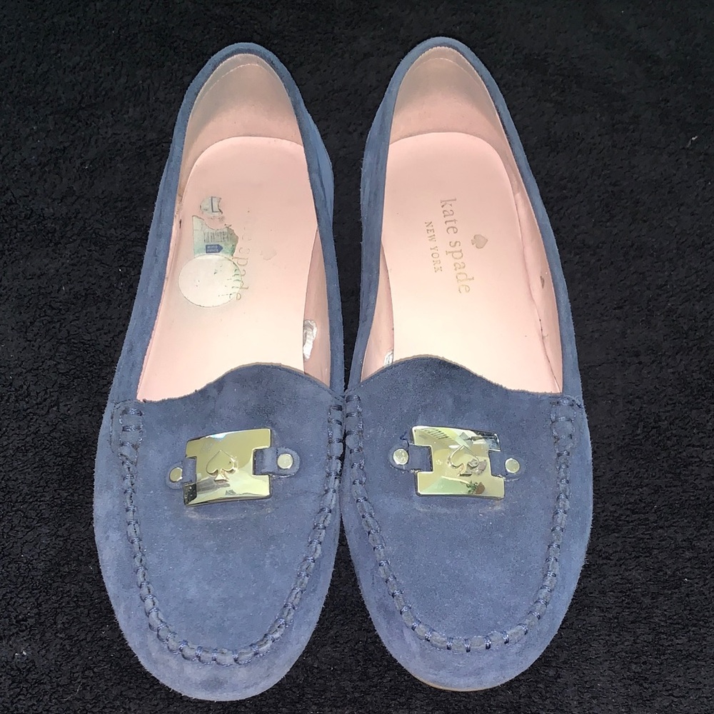 Kate Spade New York Carmen Navy Blue Suede Loafers size 7.5